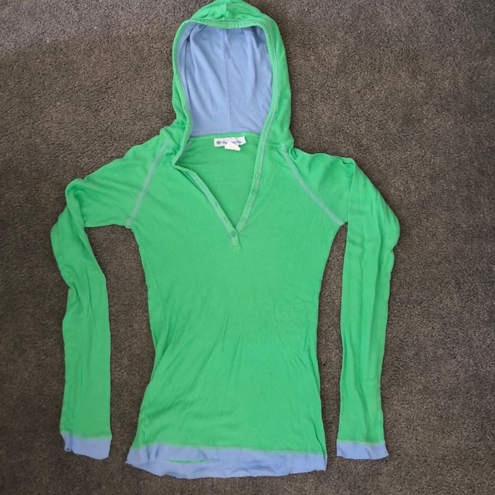 Long sleeve button up hooded sweater